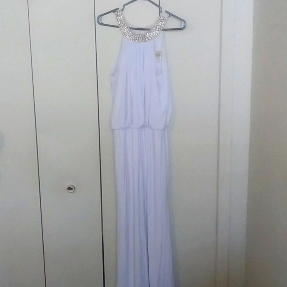 Roman goddess inspired long white dress